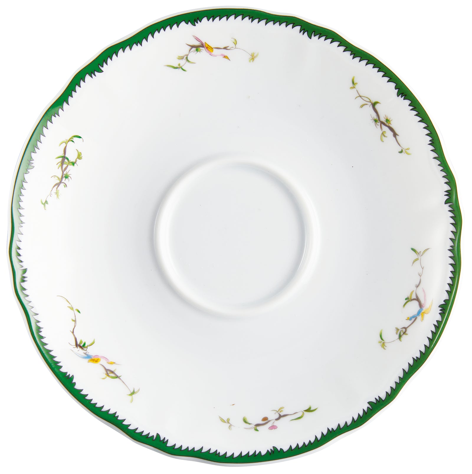 Tea / Breakfast cup and saucer - Green/pink IV | Longjiang