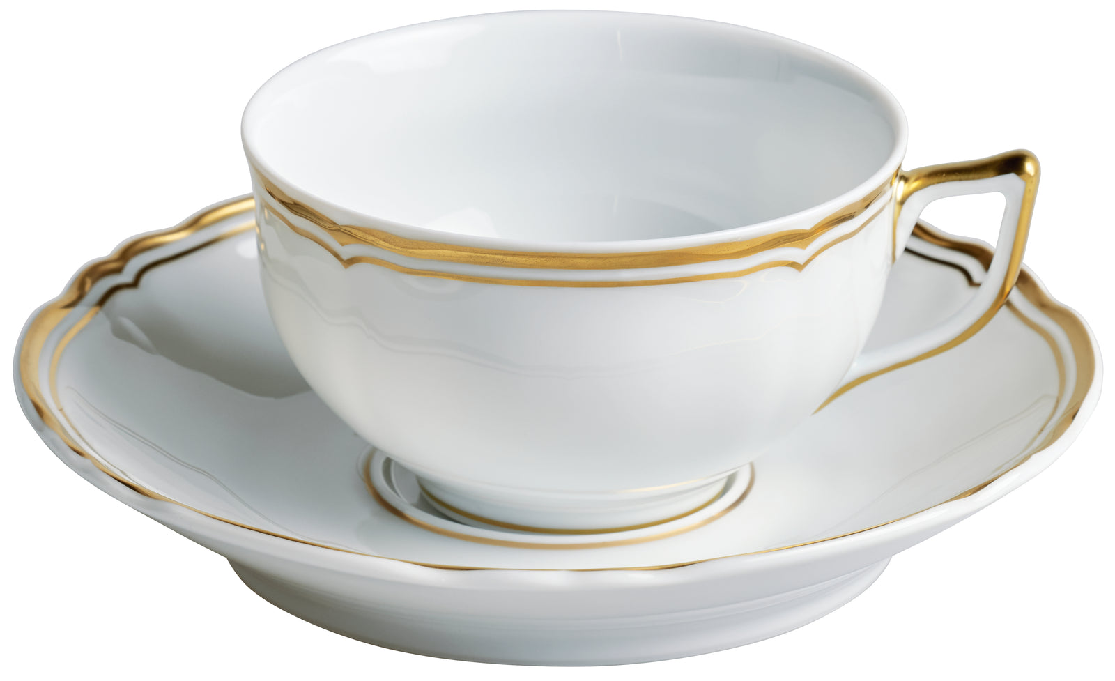 Tea cup extra and saucer - White with gold rim | Mazurka