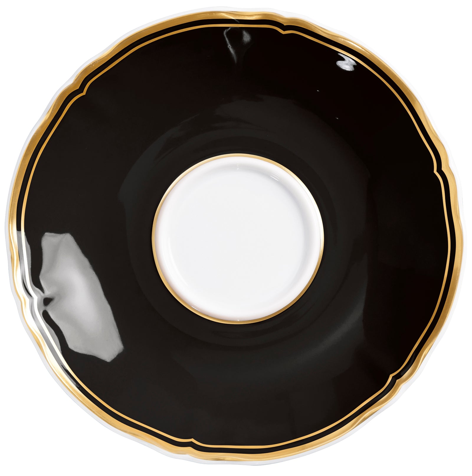 Tea cup extra and saucer - Black with gold rim | Mazurka