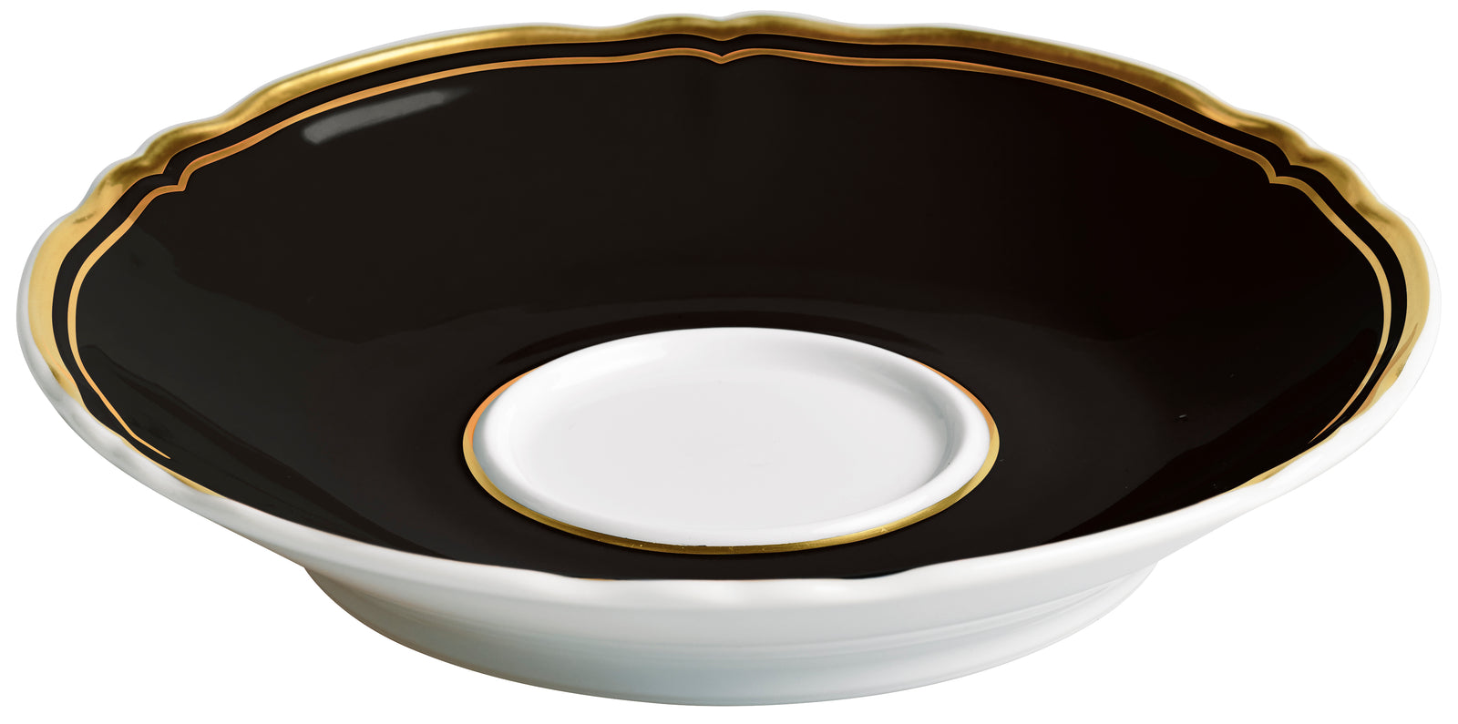 Tea cup extra and saucer - Black with gold rim | Mazurka