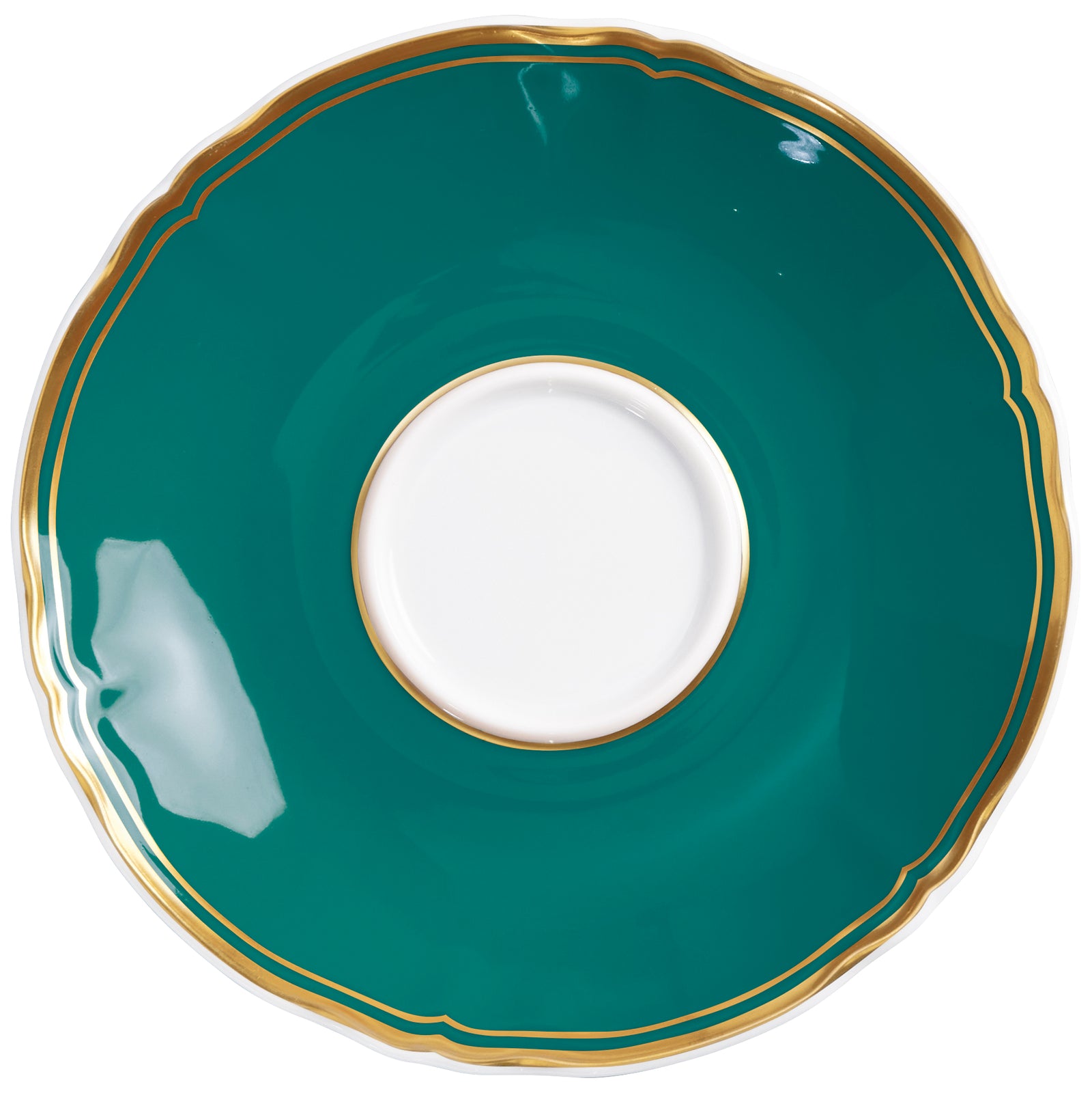 Tea cup extra and saucer - Turquoise with gold rim | Mazurka