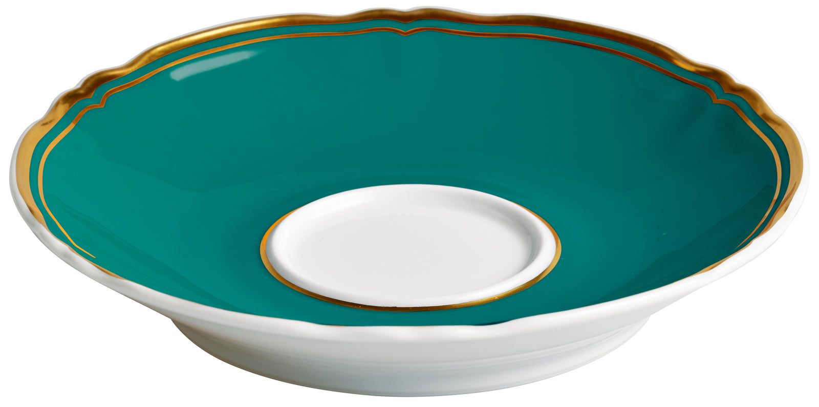 Tea cup extra and saucer - Turquoise with gold rim | Mazurka