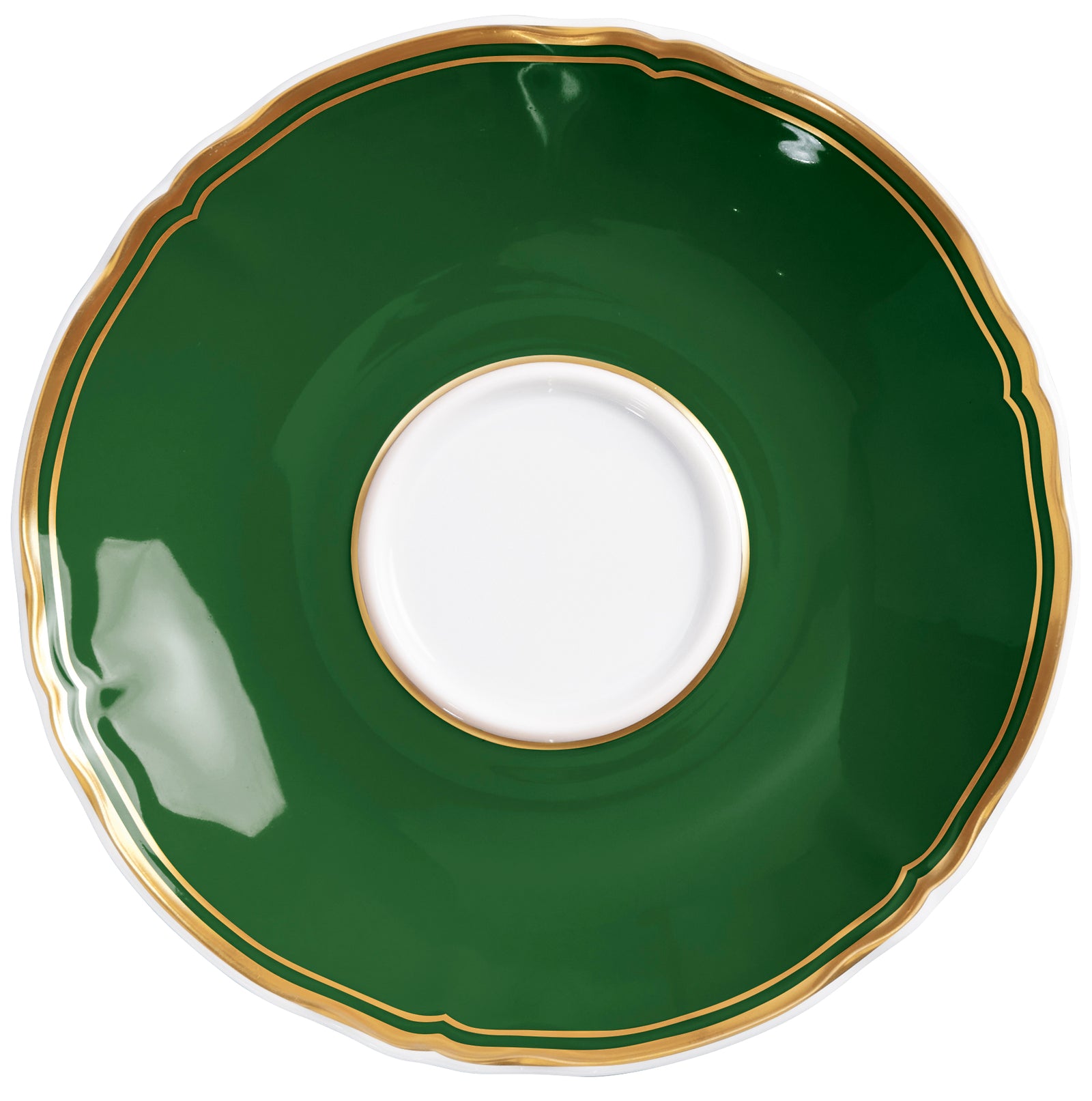 Tea cup extra and saucer - Green with gold rim | Mazurka