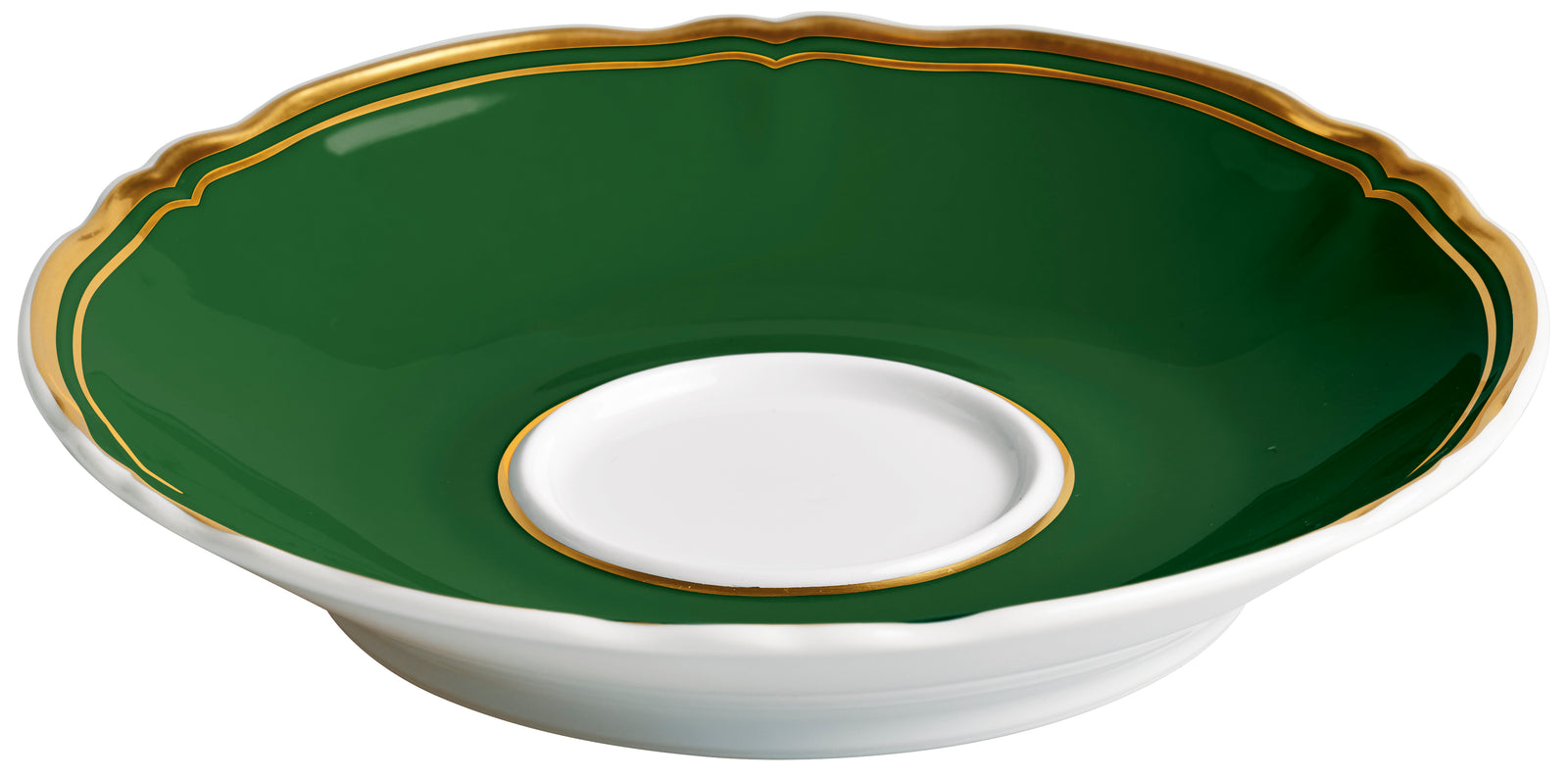 Tea cup extra and saucer - Green with gold rim | Mazurka