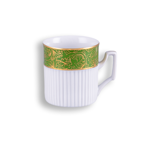 Coffee cup and saucer - 13 cm  - Green and gold | Smaragd