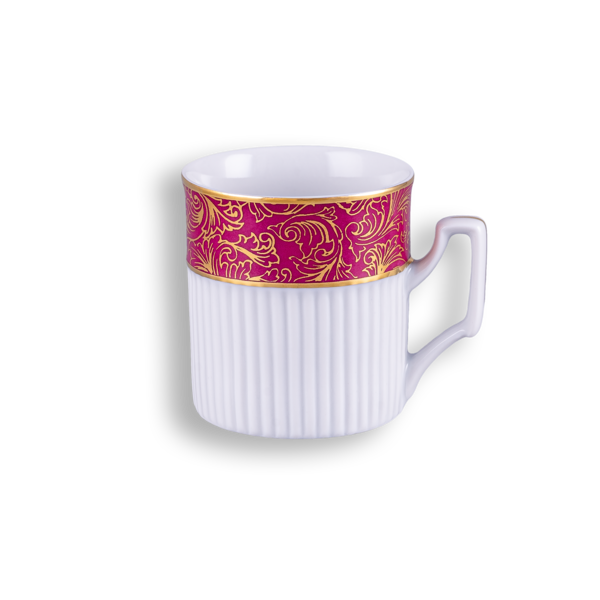 Coffee cup and saucer 5 cm, 13 cm - Ruby and gold | Rubin