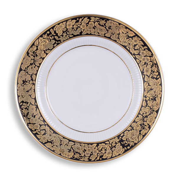 Rim plate flat 31 cm black and gold | Petra