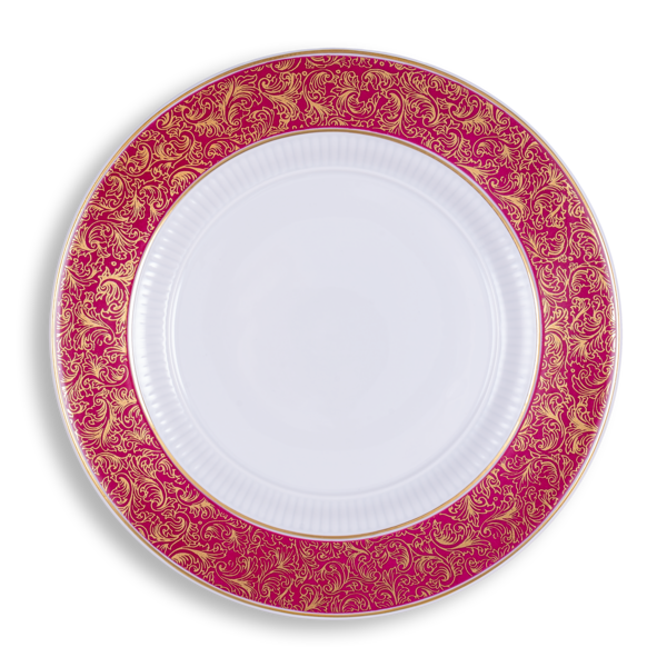 Rim plate flat 31 cm ruby and gold | Rubin