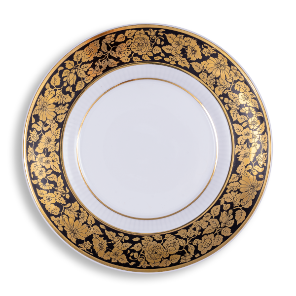 Rim plate flat 22 cm black and gold | Petra