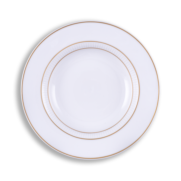 Rim plate deep 23 cm white and gold | Arabona