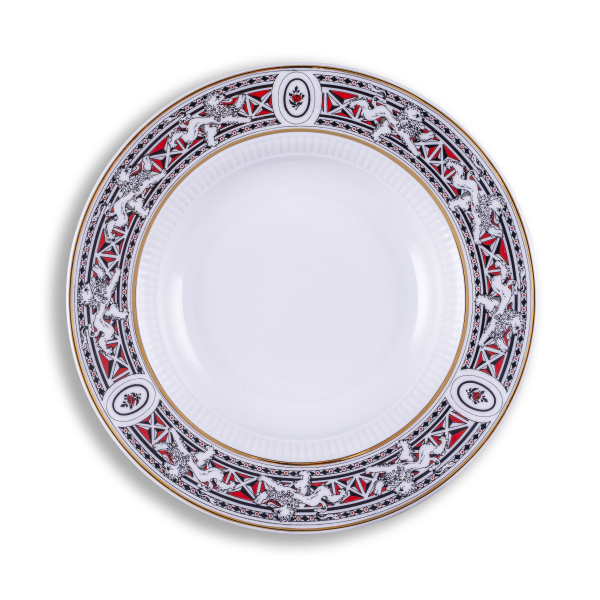 Rim plate deep 23 cm black and gold | Lion