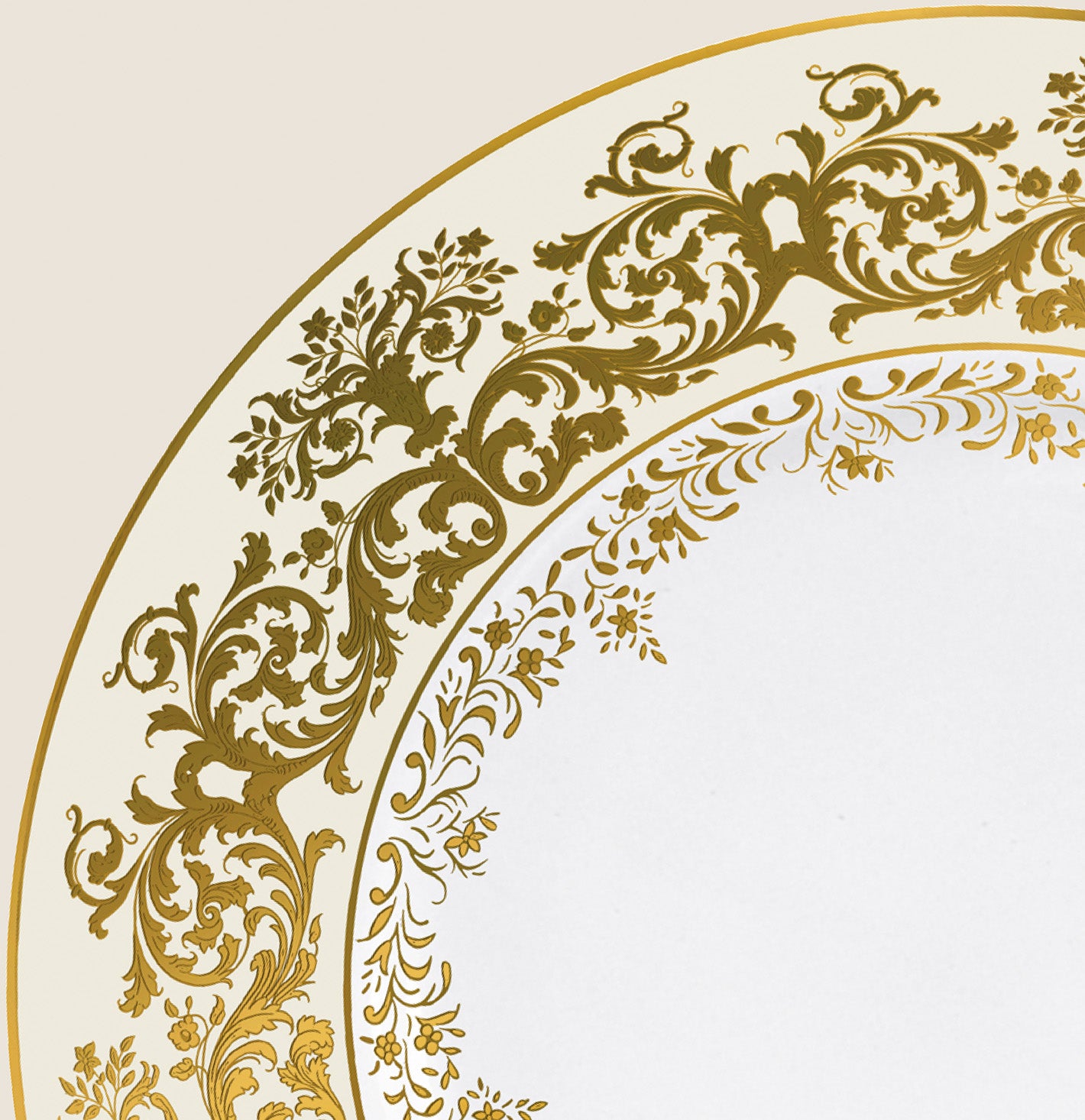 Rim plate flat 22 cm ivory with gold rim | Chelsea