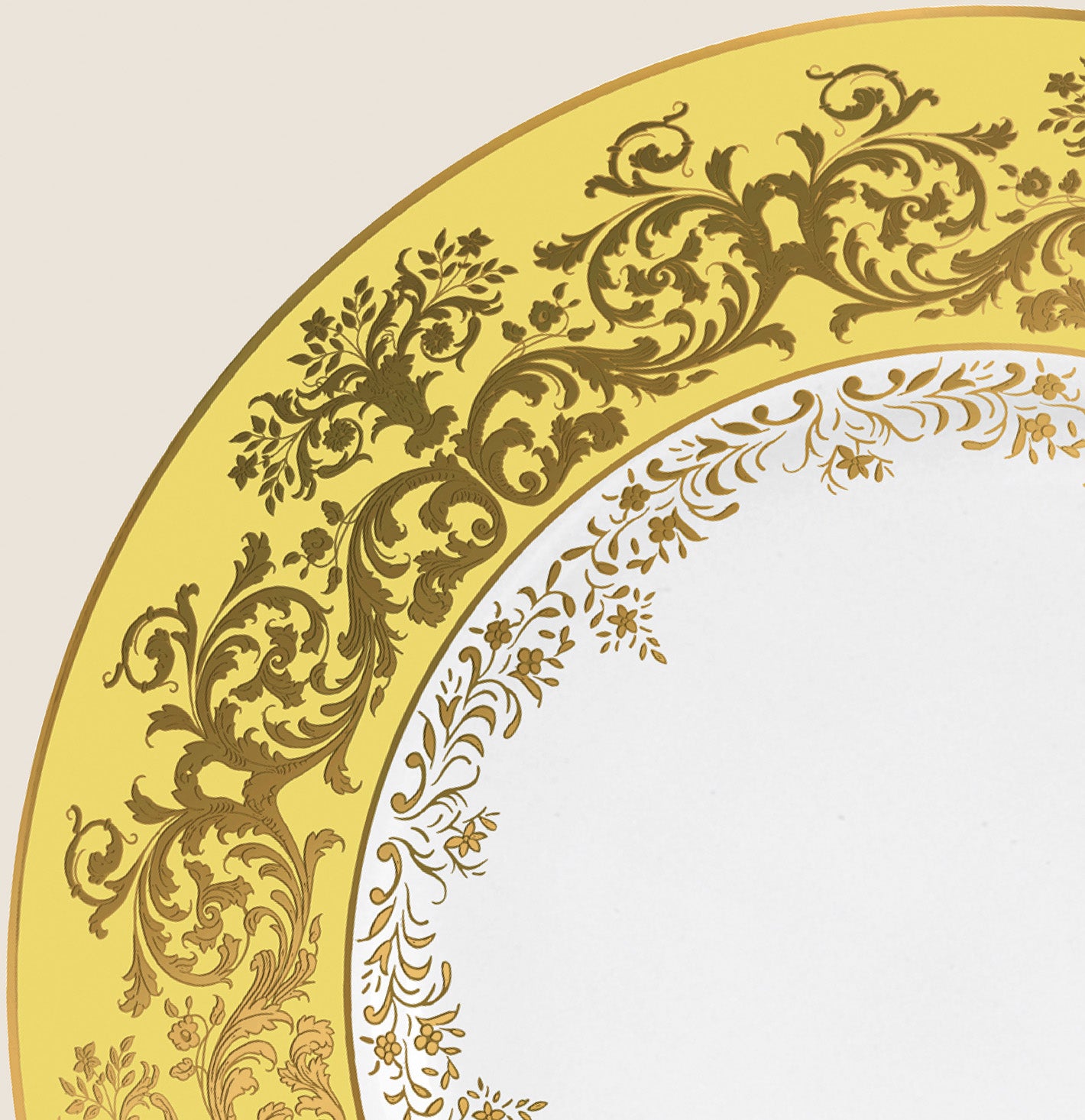 Rim plate flat 16 cm yellow with gold rim | Chelsea