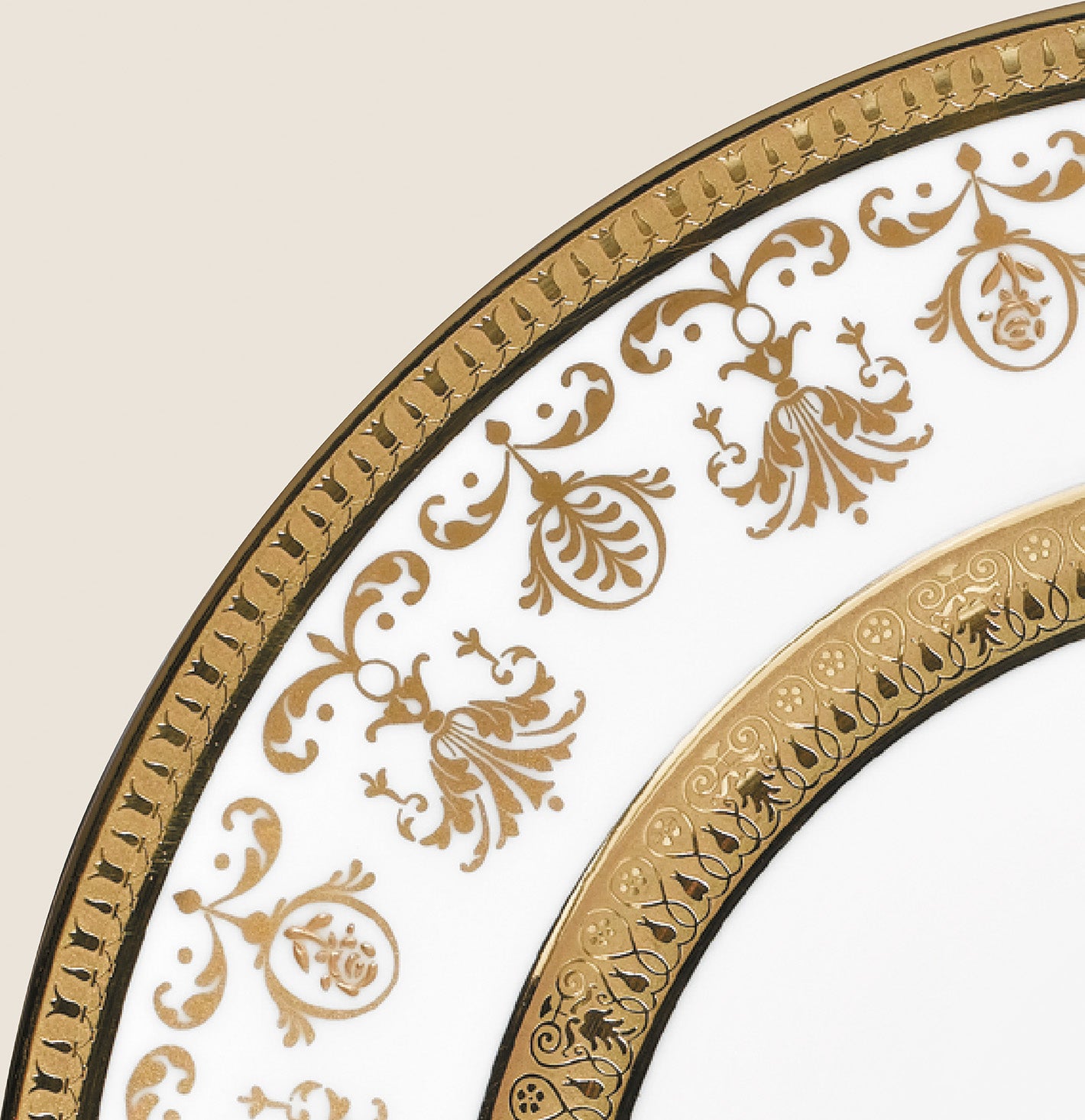 Rim plate deep 23 cm white with gold rim | Eugénie Blanc