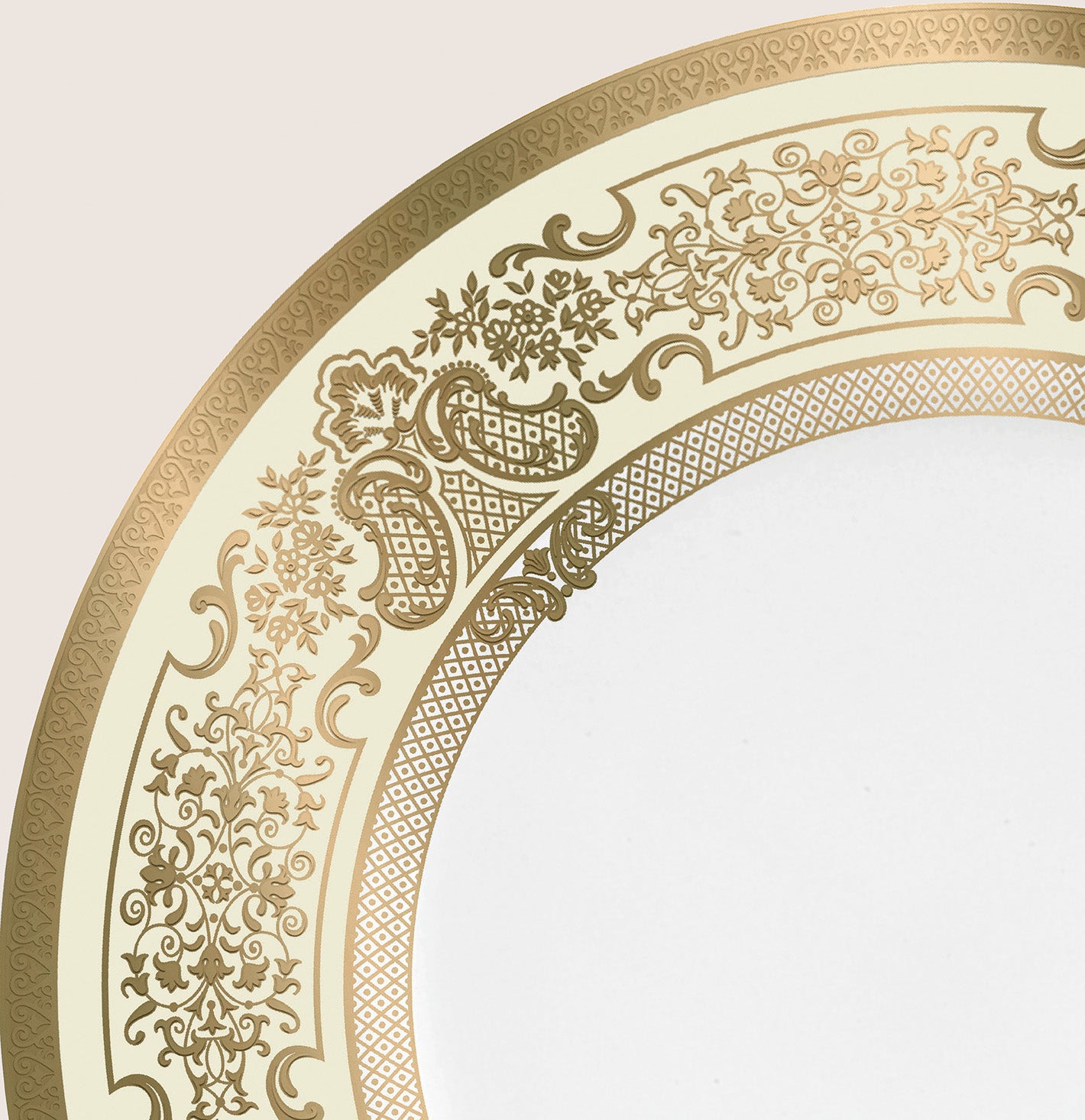 Rim plate flat 31 cm ivory with gold rim | Marignan