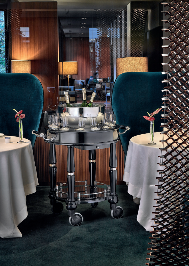 Champagne Trolley | Silver Plated | Black | Glossy  | Élégance Service