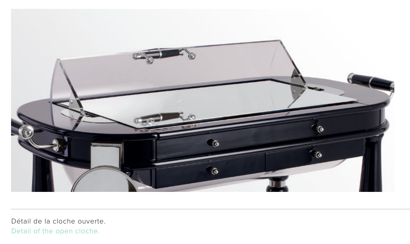 Refrigerated Cheese Pastry Trolley | Silver Plated | Black | Glossy  | Élégance Service