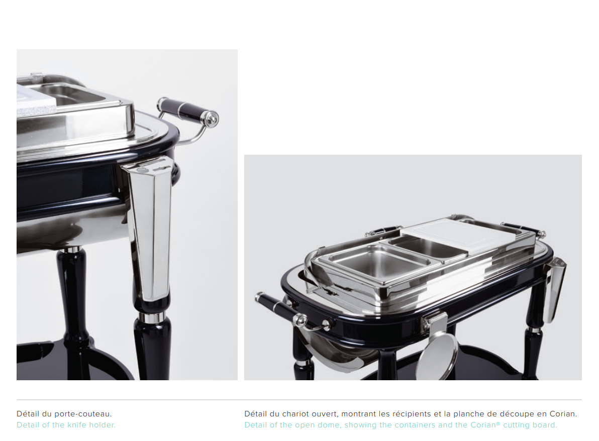 Roast Beef Trolley | Silver Plated | Black | Glossy  | Élégance Service