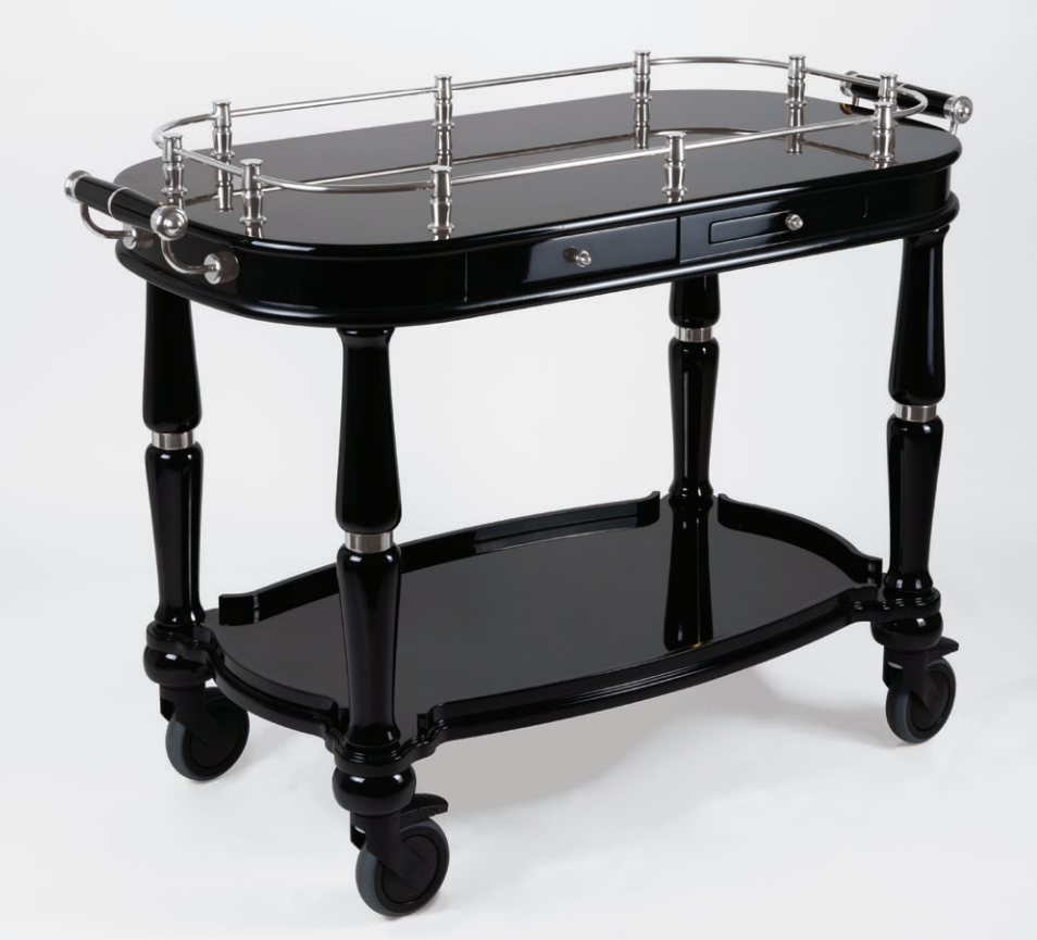 Service Trolley, Rectangular | Silver Plated | Black | Glossy  | Élégance Service