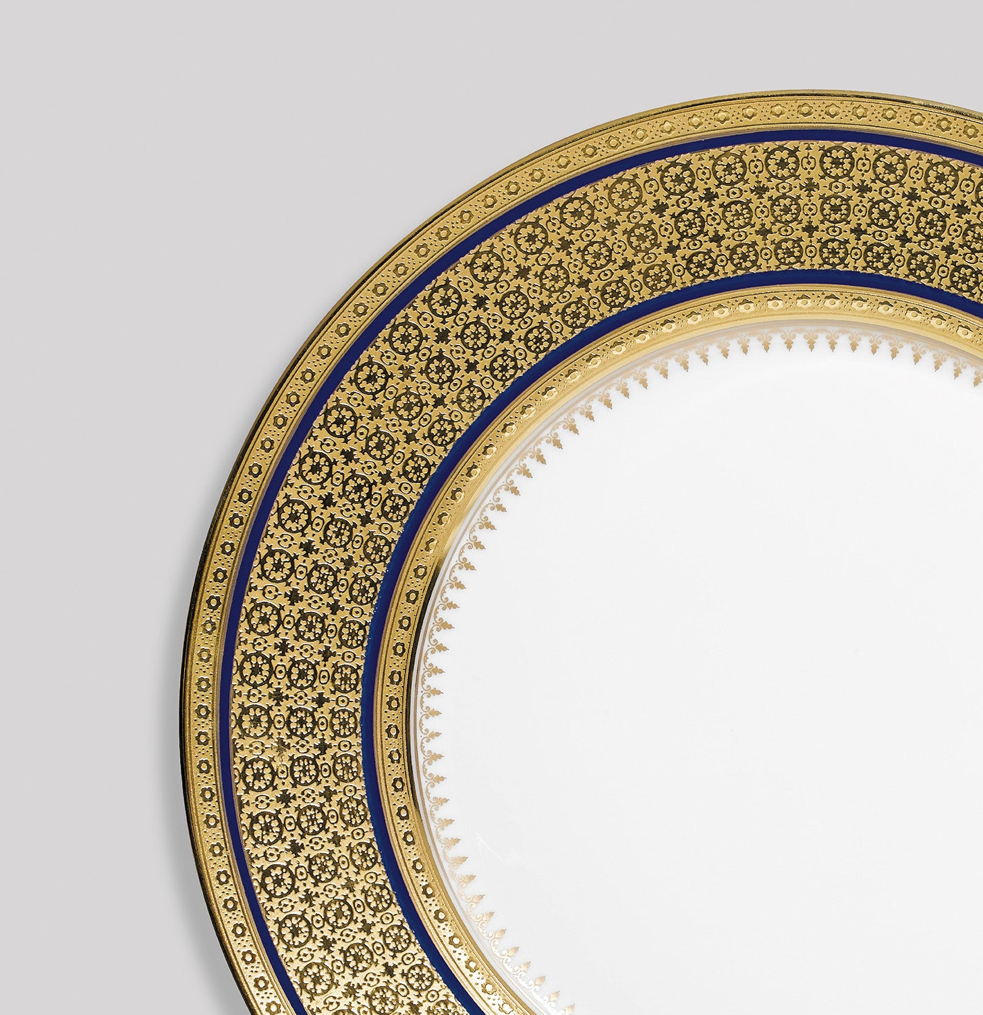Rim plate flat 22 cm blue with gold rim | Byzance Filet Bleu