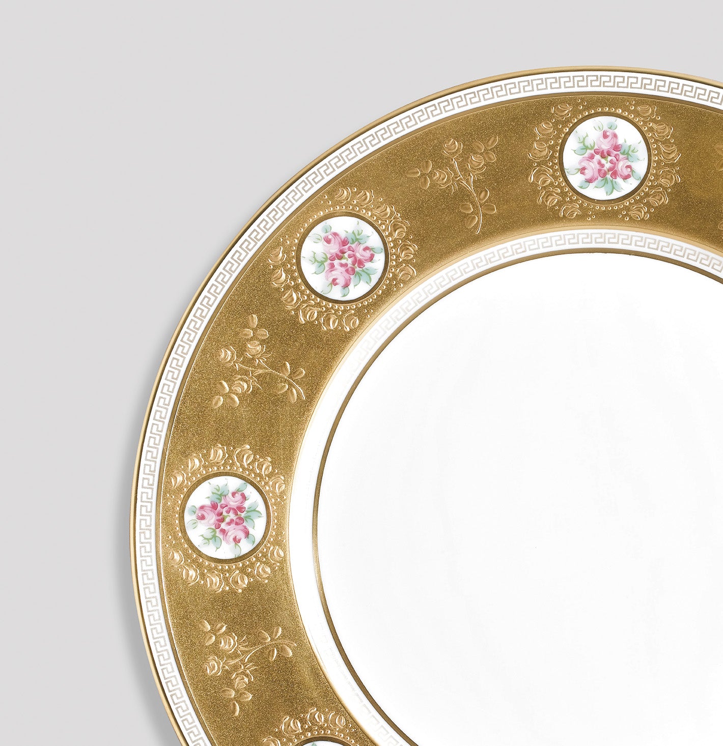 Rim plate deep 23 cm blue with gold rim | Duchesse