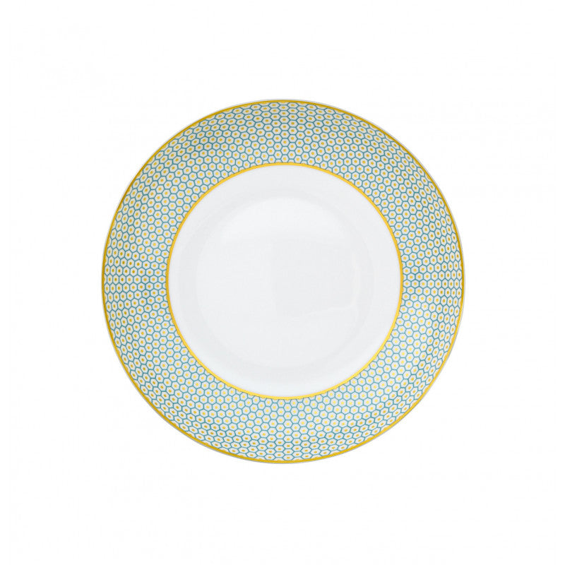 Rim plate deep 22 cm turquoise with gold rim | Trésor