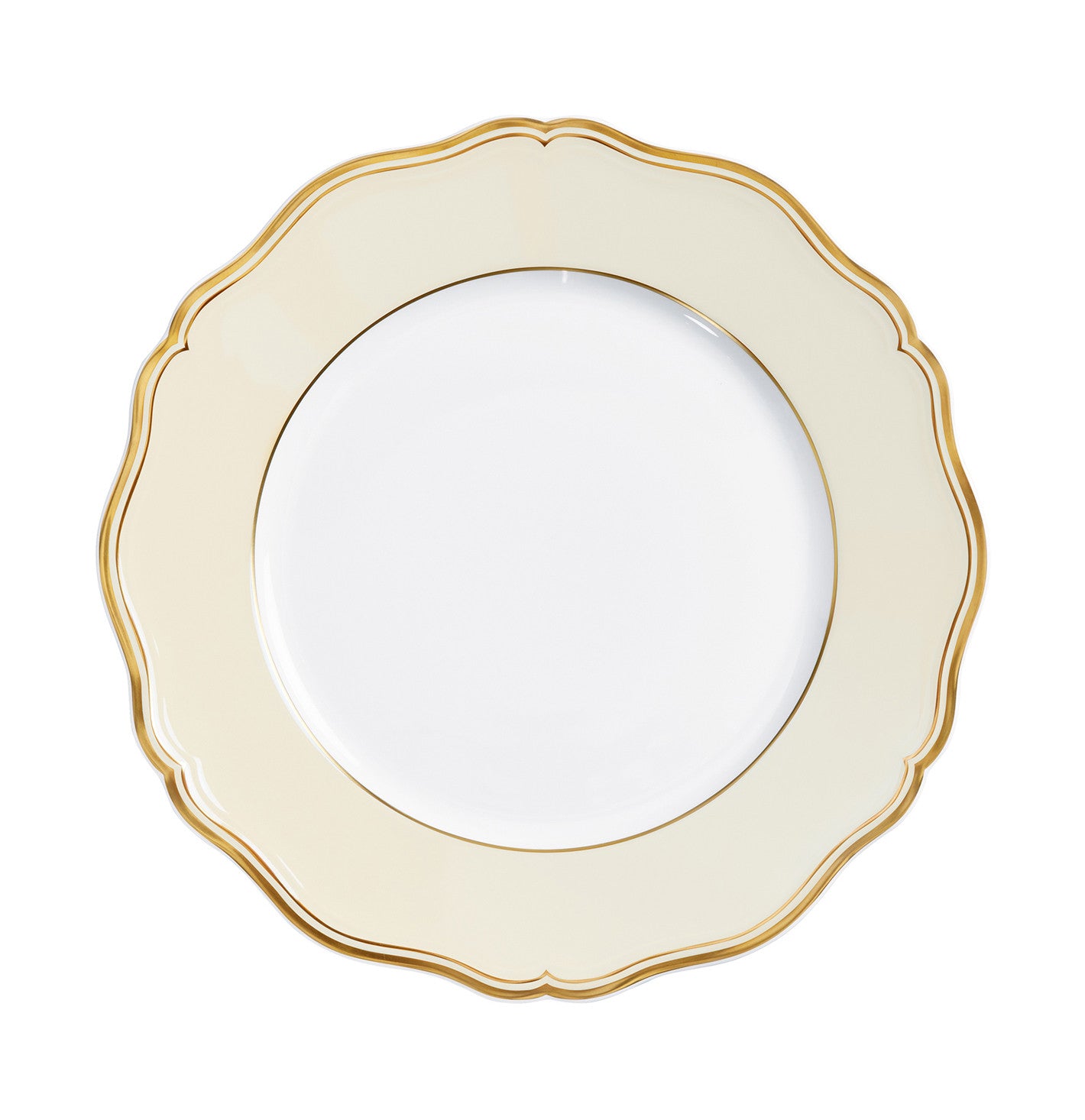 Rim plate flat 27 cm ivory with gold rim | Mazurka