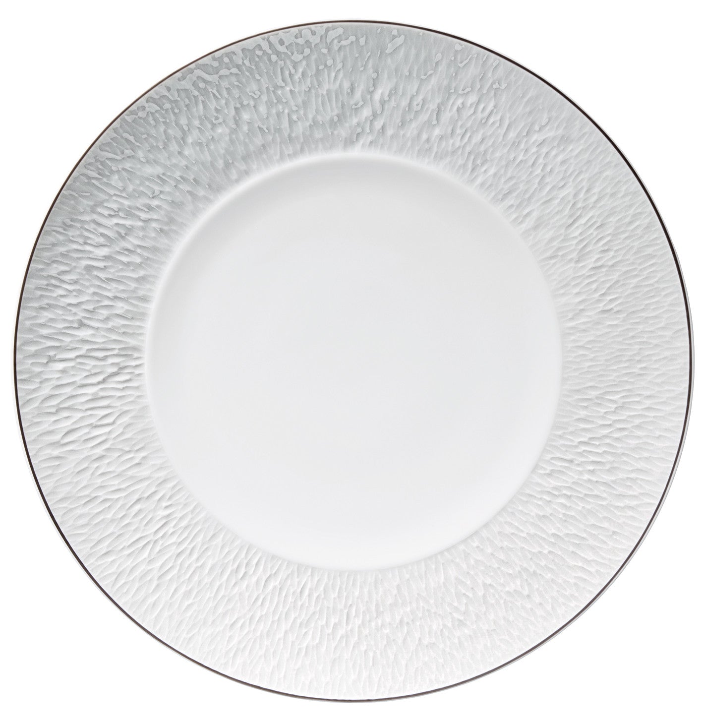 Oval platter 36 cm white with platine rim | Minéral Filet Platine