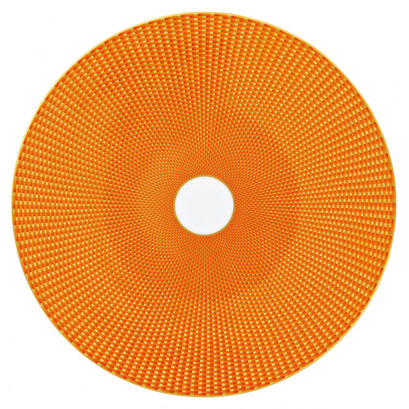 Coupe plate flat 32 cm orange with gold rim | Trésor