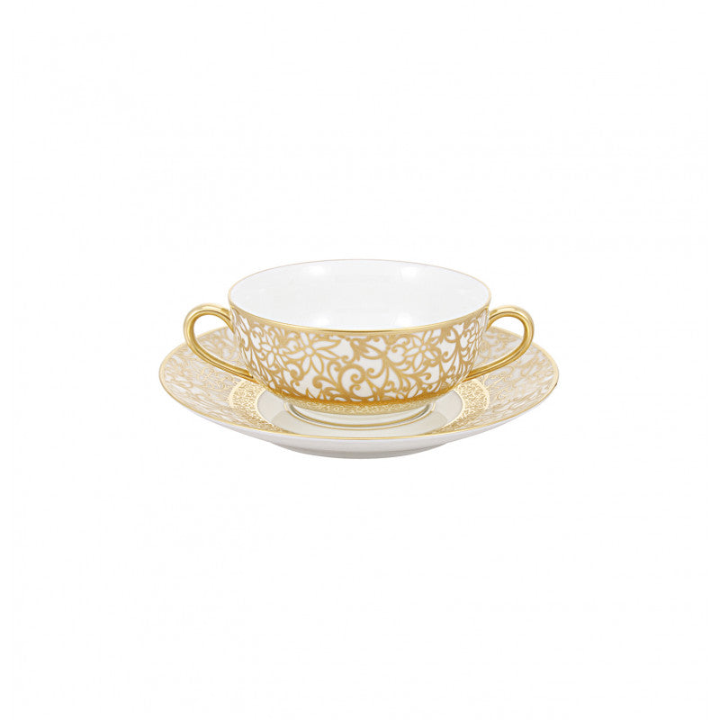 Tea / cream soup / Breakfast saucer 18 cm white with gold rim | Tolède Or