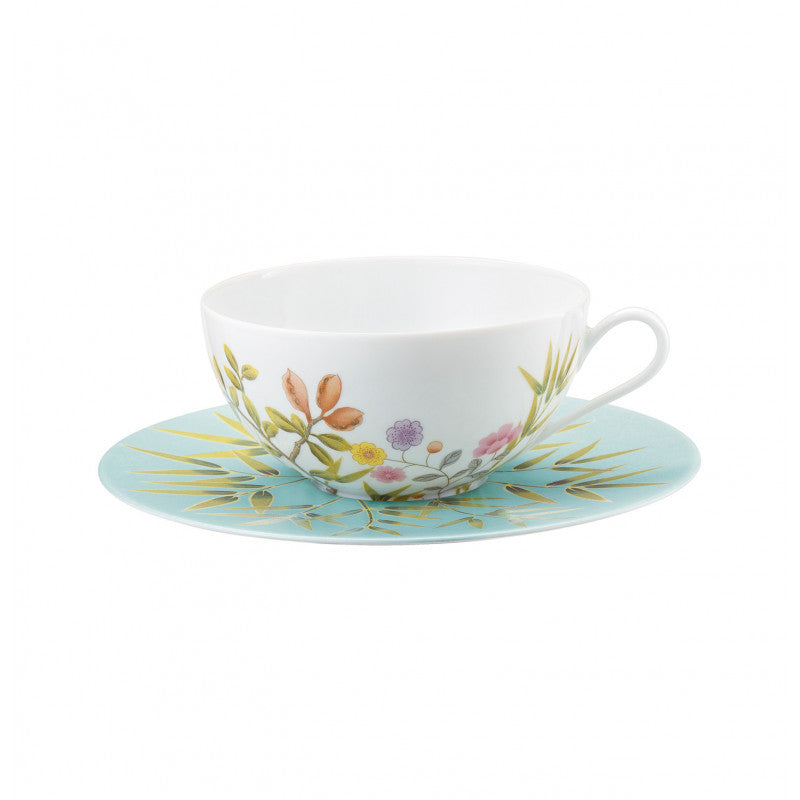 Tea / Breakfast cup and saucer - Turquoise/green | Paradis