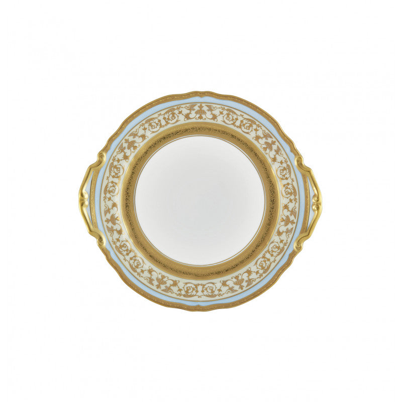 Cake dish with hands 25 cm blue with gold rim | Shéhérazade