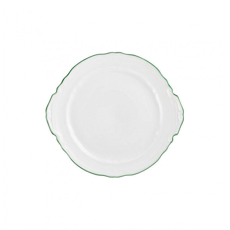 Cake dish with hands 25 cm green | Touraine Double Filet Vert