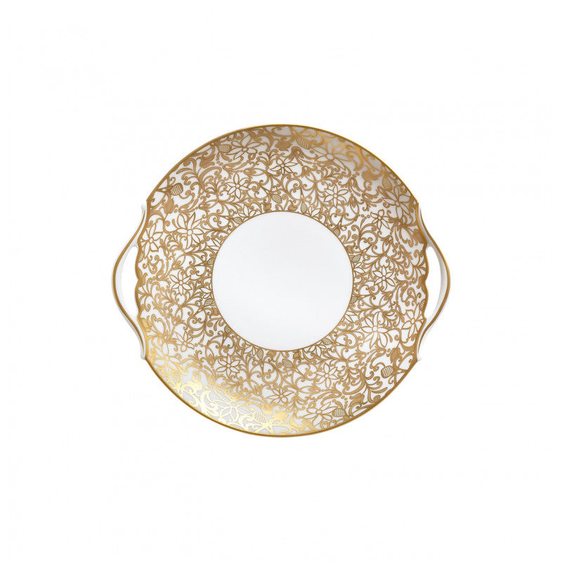 Cake dish with hands 25 cm white with gold rim | Salamanque Or