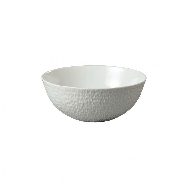 Calabash shaped salad bowl 23 cm white | Minéral Sablé