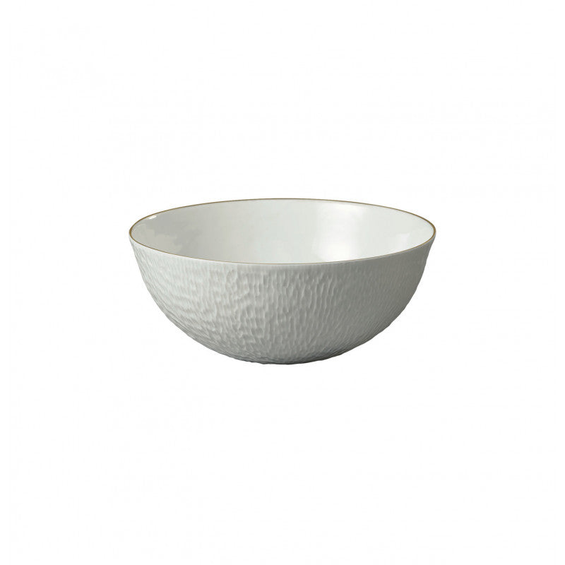 Calabash shaped salad bowl 23 cm white with gold rim | Minéral Filet Or