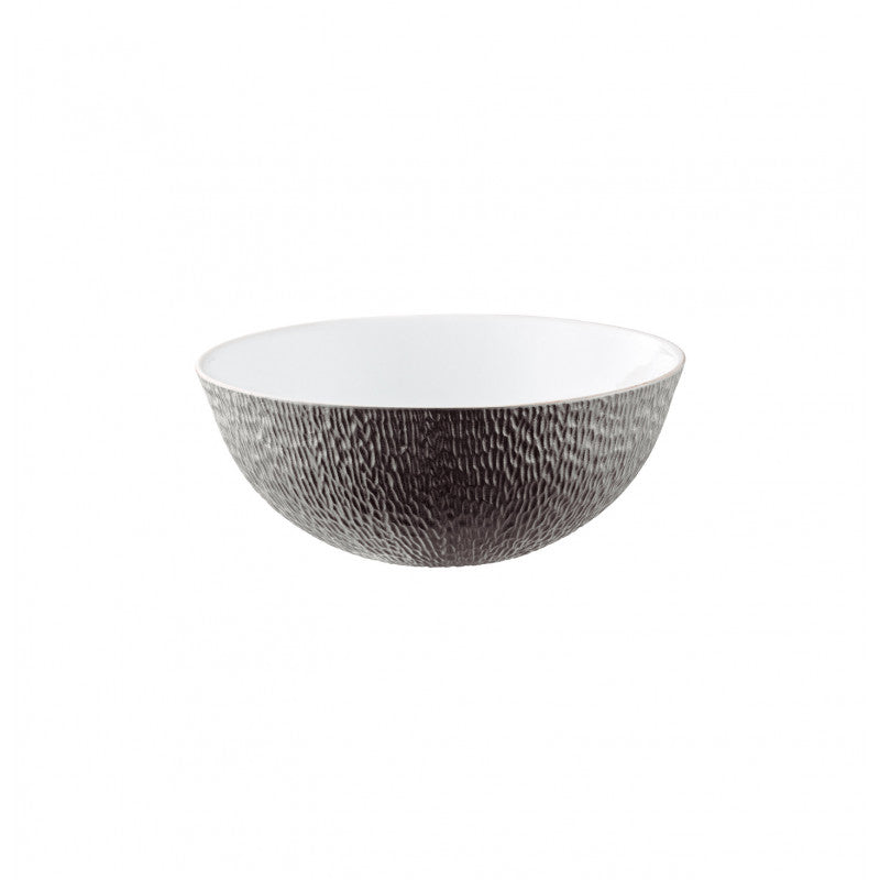 Calabash shaped salad bowl 23 cm grey III | Minéral Irisé