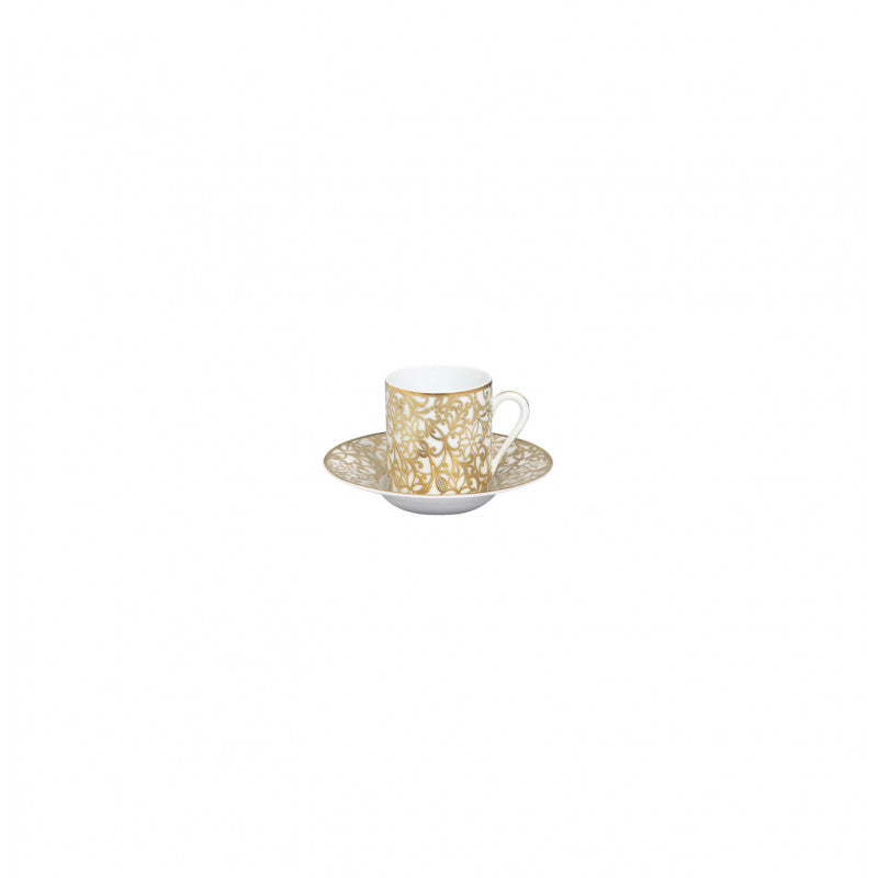 Coffee cup and saucer - White with gold rim | Salamanque Or
