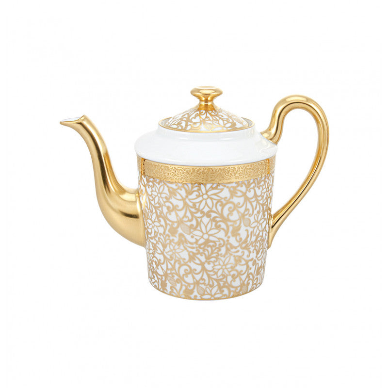 Coffee pot 7.7 cm white with gold rim | Tolède Or