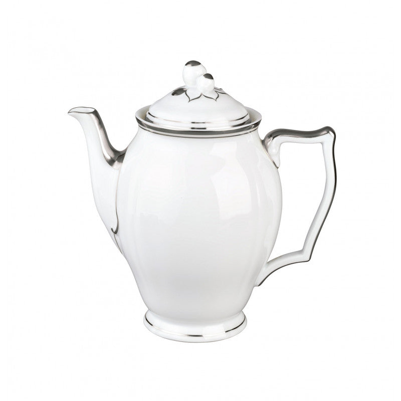 Coffee pot 9 cm white with platine rim | Polka Platine