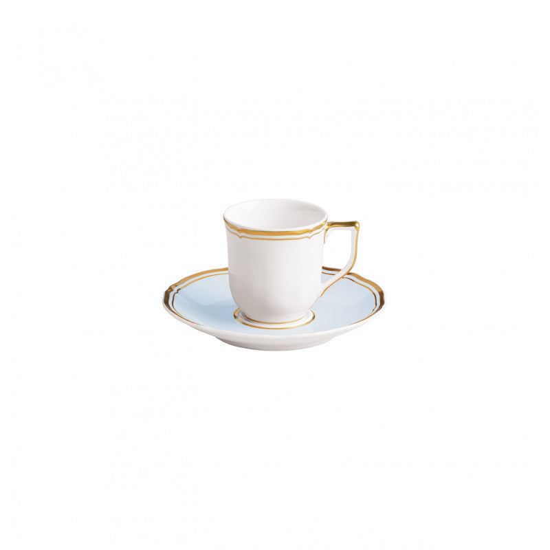 Coffee cup and saucer - Blue with gold rim | Mazurka