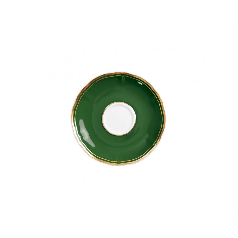 Coffee cup and saucer - Green with gold rim | Mazurka