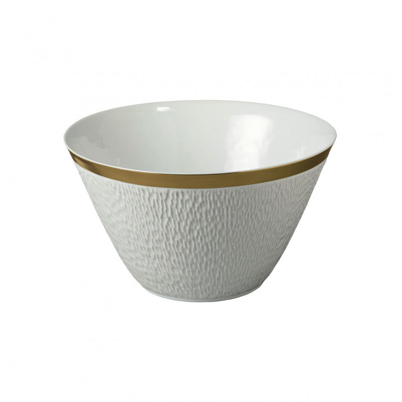 Conical salad bowl 28 cm white with gold rim | Minéral Filet Or