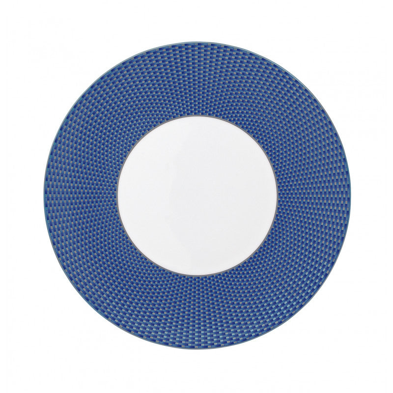 Coupe plate flat 27 cm blue with platine rim | Trésor Bleu