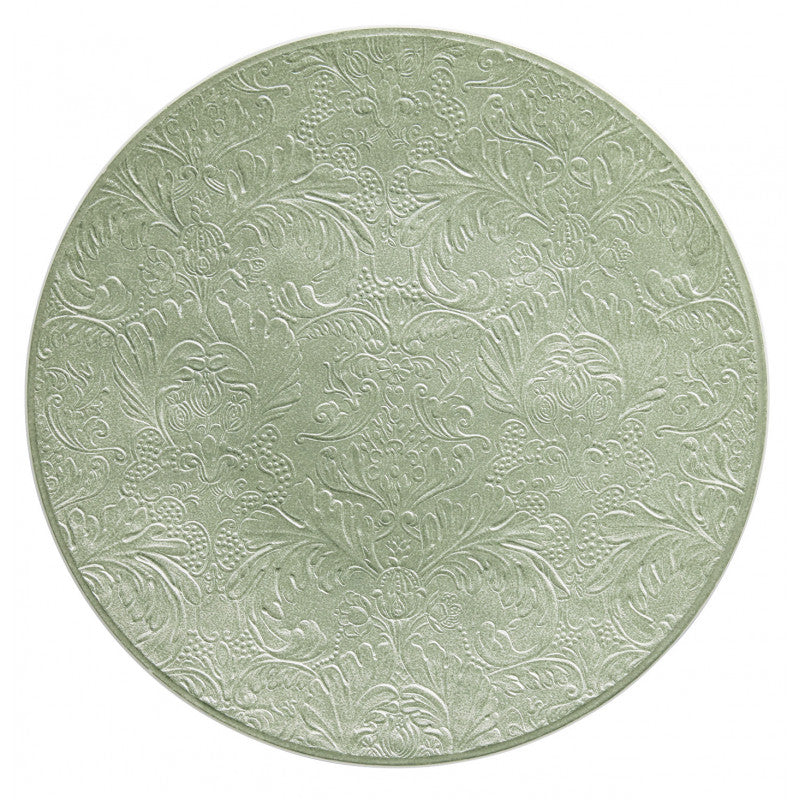 Coupe plate flat full engraving 32 cm green | Italian Renaissance