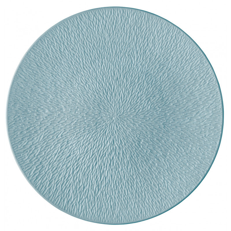 Coupe plate flat full engraving 16 cm blue | Minéral Irisé