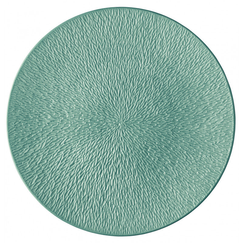 Coupe plate flat full engraving 16 cm turquoise | Minéral Irisé
