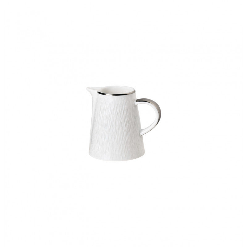 Creamer 4.5 cm white with platine rim | Minéral Filet Platine