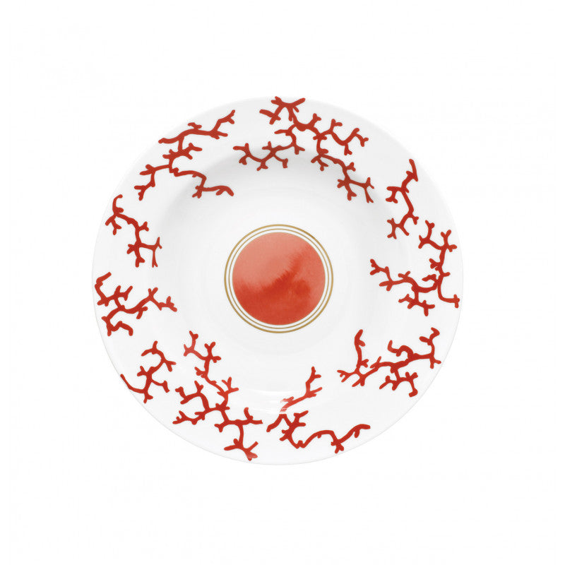 Deep chop plate 29.5 cm red with gold rim | Cristobal Rouge