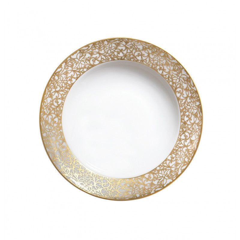 Deep chop plate 29.5 cm white with gold rim | Salamanque Or
